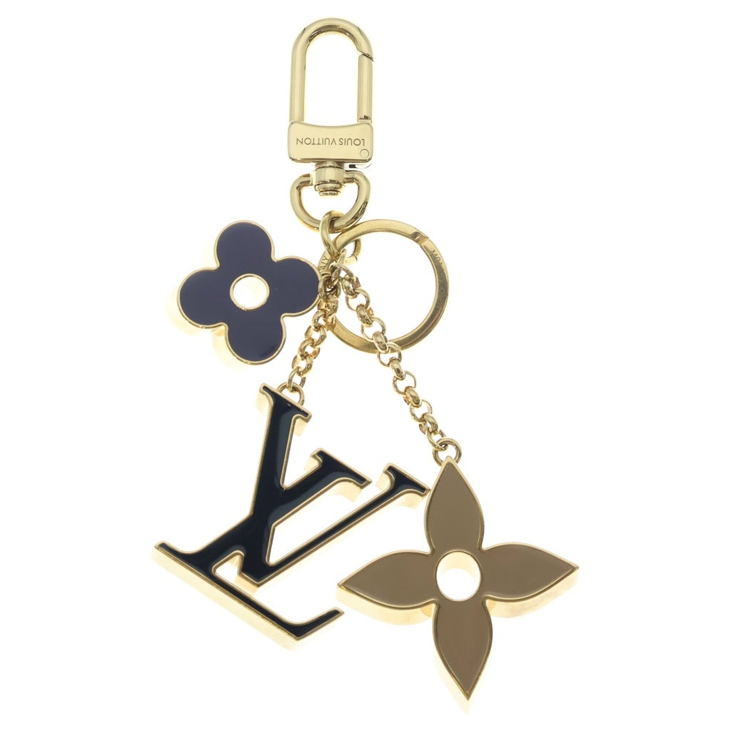 LOUIS VUITTON(ルイヴィトン) チャーム・フルール ドゥ モノグラム バッグチャーム キーリング ゴールド×ブラック×ベージュ GP M01652 レディース