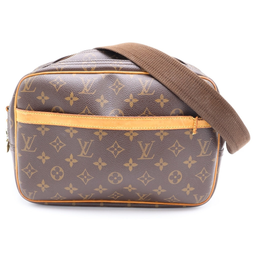 LOUIS VUITTON(ルイヴィトン) モノグラム リポーターPM ショルダーバッグ ブラウン レザー×PVC M45254 ゴールド金具 レディース