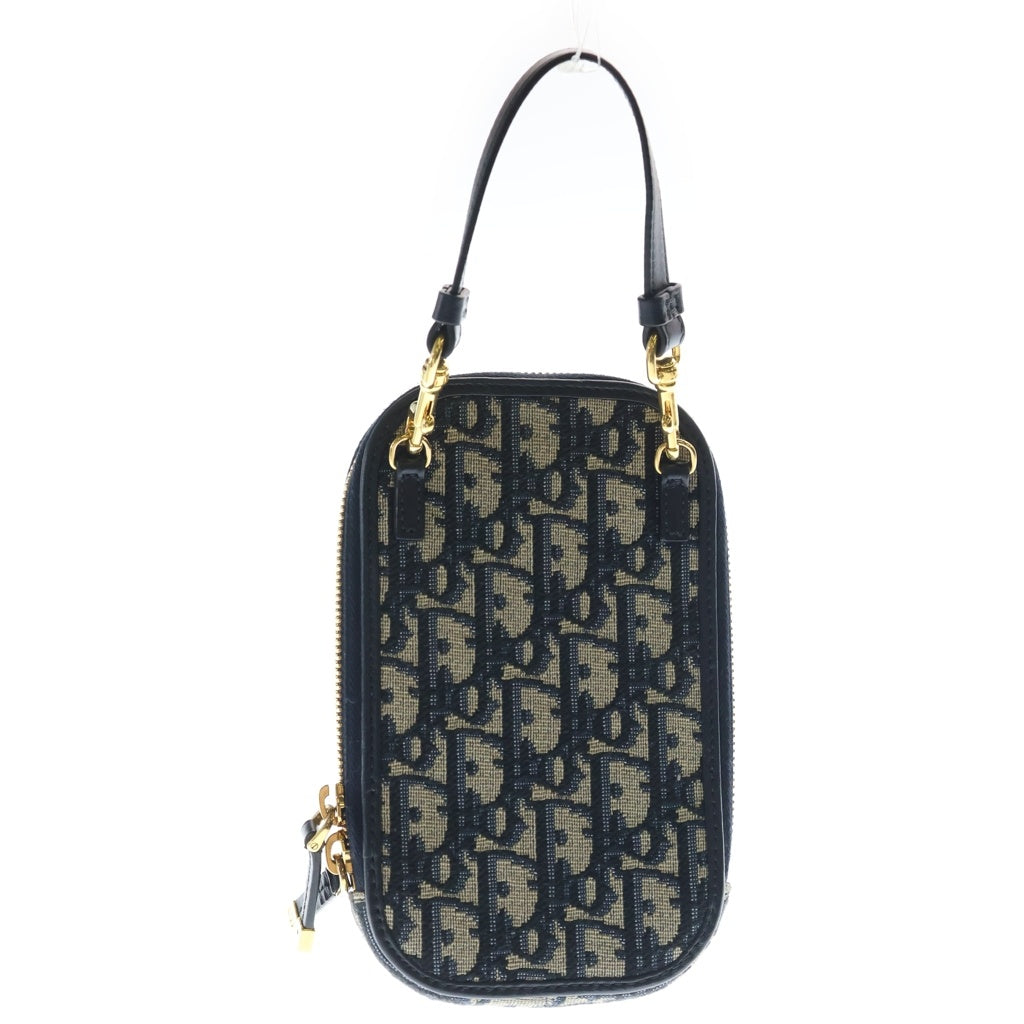 Christian Dior(クリスチャンディオール) 30 モンテーニュ フォンホルダー オブリーク キャンバス レザー 2WAY ハンド チェーン ショルダーバッグ ゴールド金具 ネイビー レディース