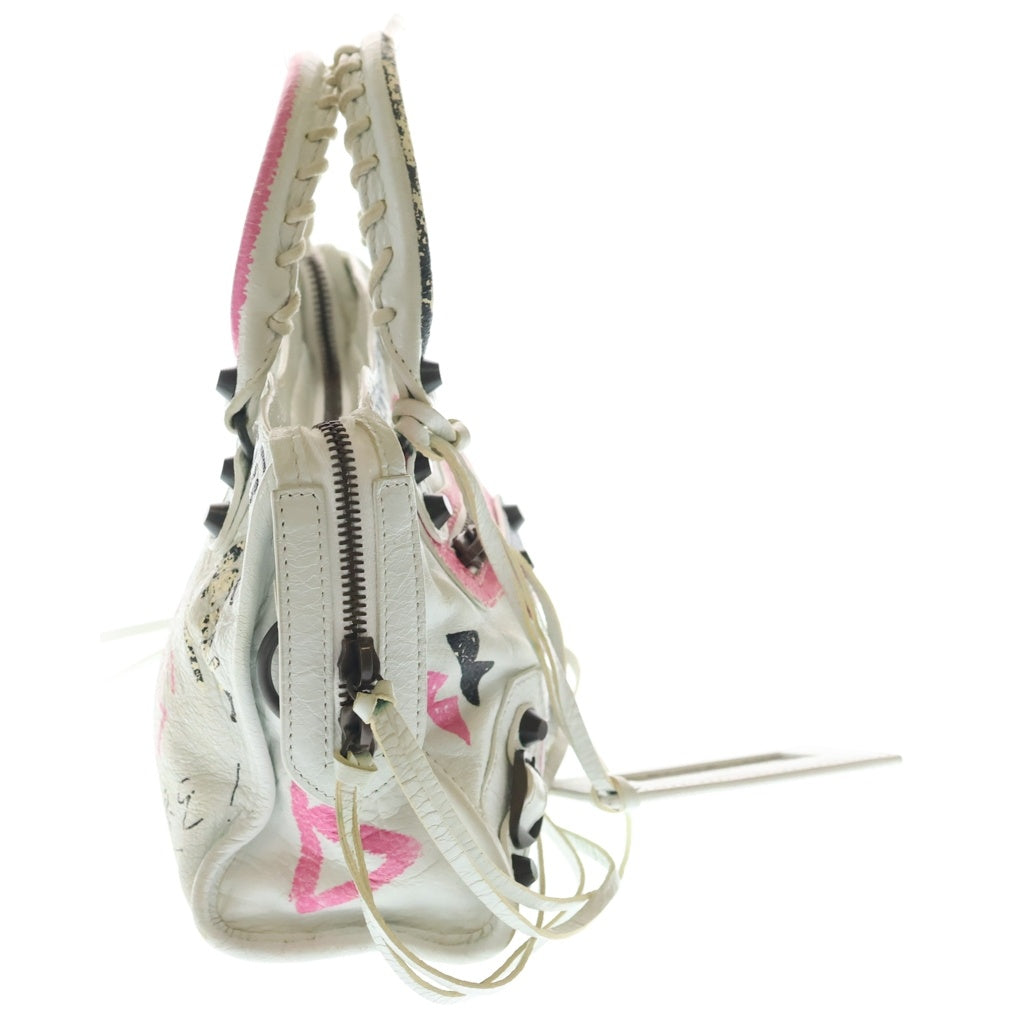 BALENCIAGA(バレンシアガ) クラシック シティ グラフィティ 2WAYハンドバッグ ショルダーバッグ ホワイト レザー 300295 レディース