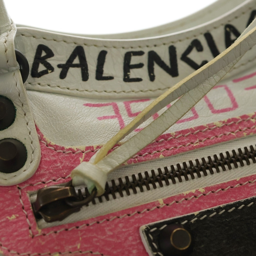 BALENCIAGA(バレンシアガ) クラシック シティ グラフィティ 2WAYハンドバッグ ショルダーバッグ ホワイト レザー 300295 レディース