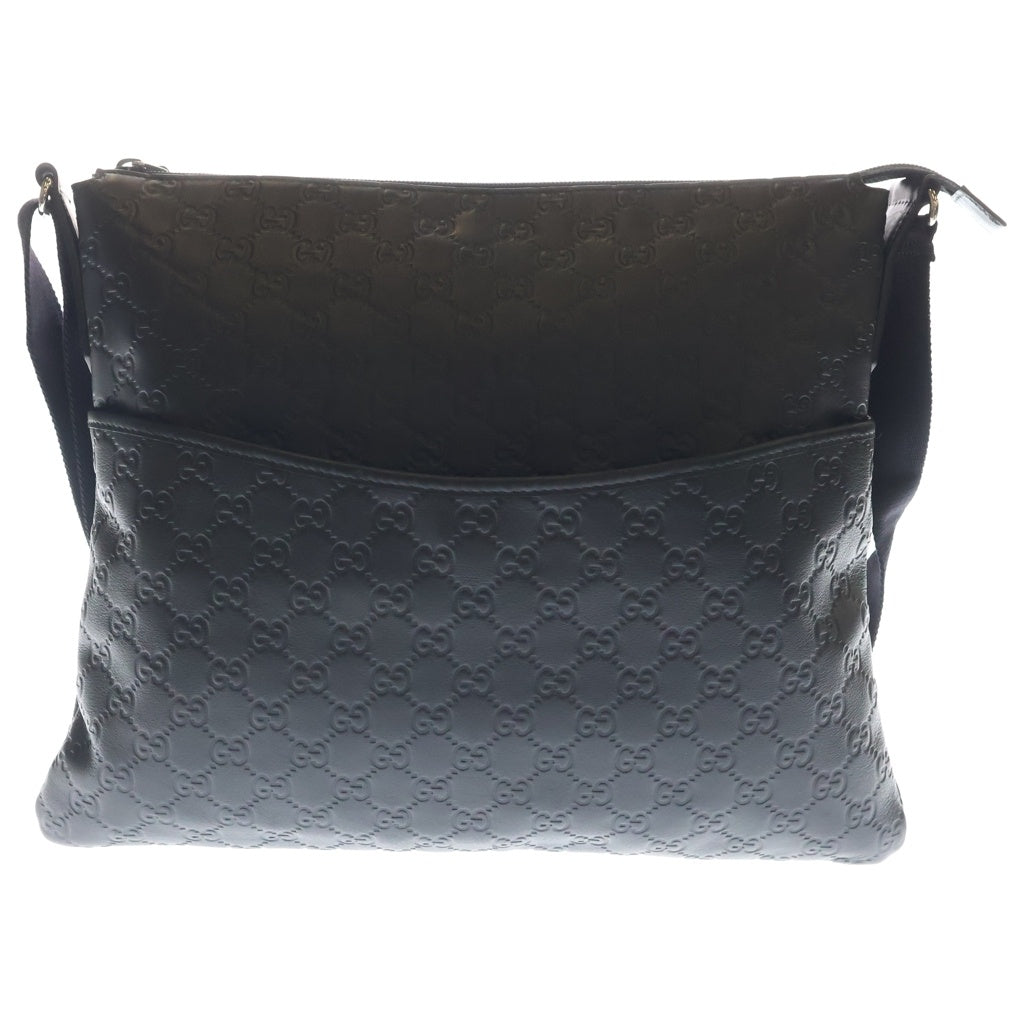 GUCCI(グッチ) GGロゴ レザーショルダーバッグ ブラック 374411