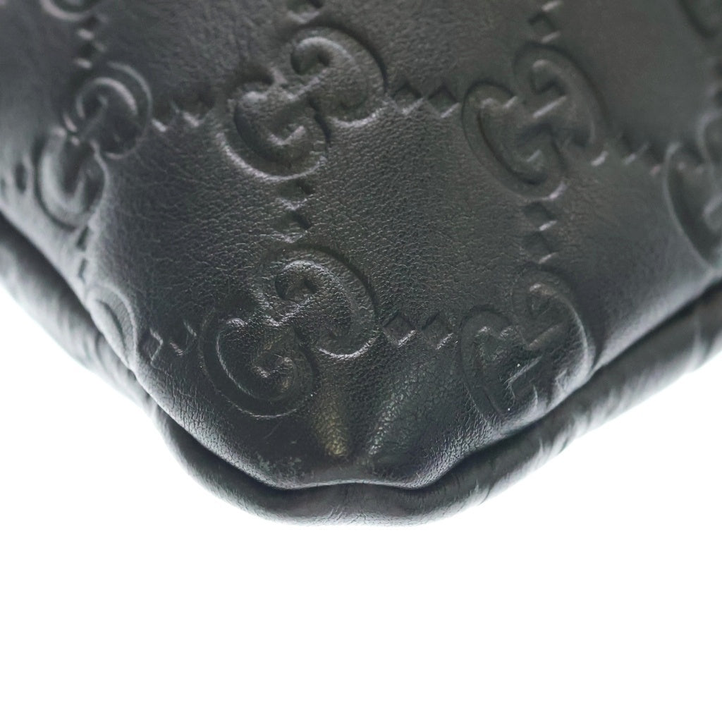 GUCCI(グッチ) GGロゴ レザーショルダーバッグ ブラック 374411