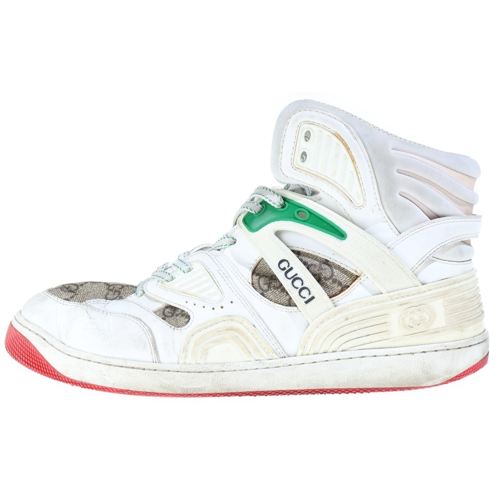 GUCCI(グッチ) BASKET SNEAKER GGスプリーム バスケット ハイカットスニーカー シューズ レザー ラバー ホワイト 673077