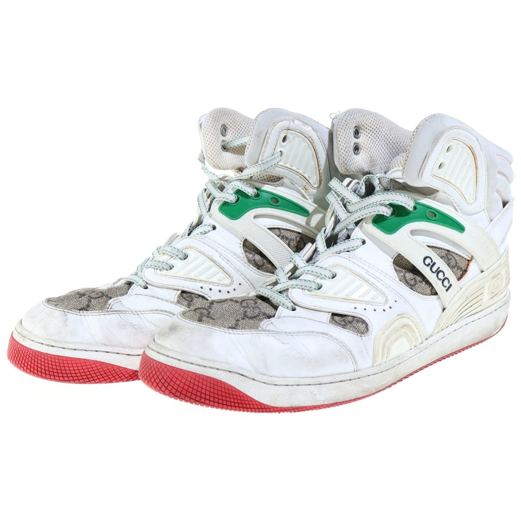 GUCCI(グッチ) BASKET SNEAKER GGスプリーム バスケット ハイカットスニーカー シューズ レザー ラバー ホワイト 673077