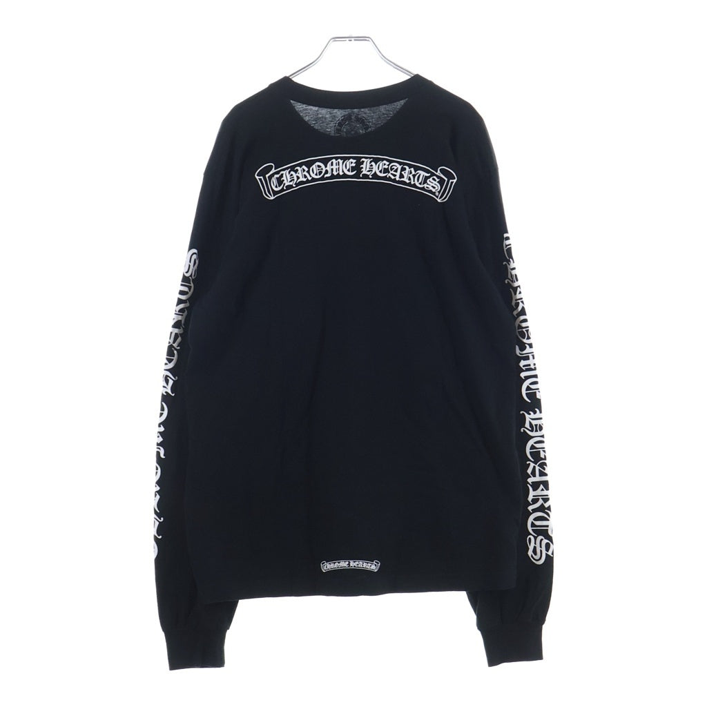 CHROME HEARTS(クロムハーツ) Scroll Logo L/S Pocket T-shirt スクロールロゴ 袖ロゴプリント クルーネック長袖ポケットTシャツ カットソー ブラック