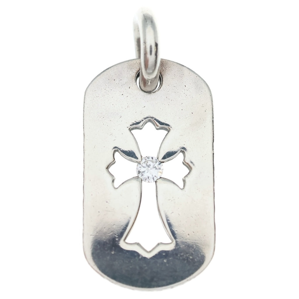 CHROME HEARTS(クロムハーツ) ■DT TNY CO CRS 1DIA タイニーカットアウトクロスドッグタグ アフター1ダイヤ チャーム ネックレストップ シルバー BCA410