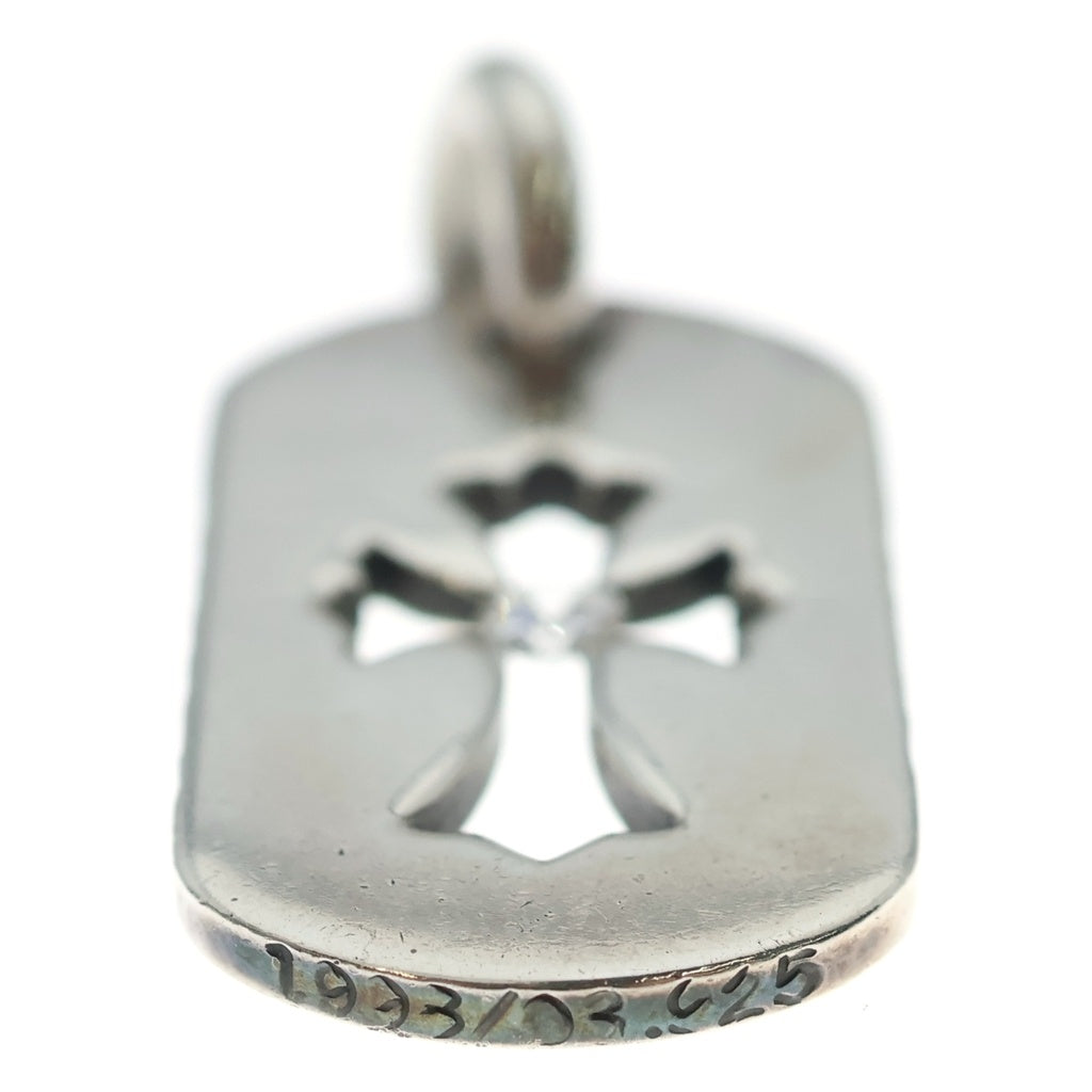 CHROME HEARTS(クロムハーツ) ■DT TNY CO CRS 1DIA タイニーカットアウトクロスドッグタグ アフター1ダイヤ チャーム ネックレストップ シルバー BCA410