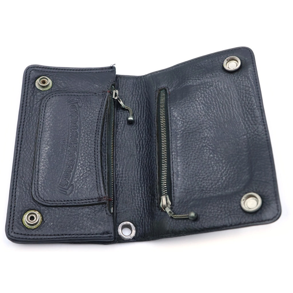 CHROME HEARTS(クロムハーツ) 2ZIP 2ジップ クロスボールボタンレザーウォレット 財布 ブラック BCA363