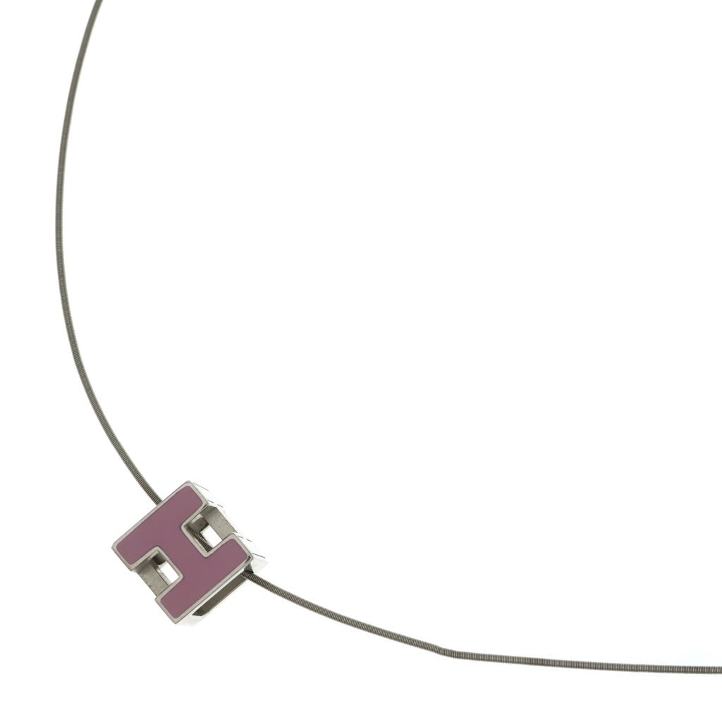 HERMES(エルメス) カージュアッシュ Hキューブ ネックレス ペンダント シルバー×ピンク レディース