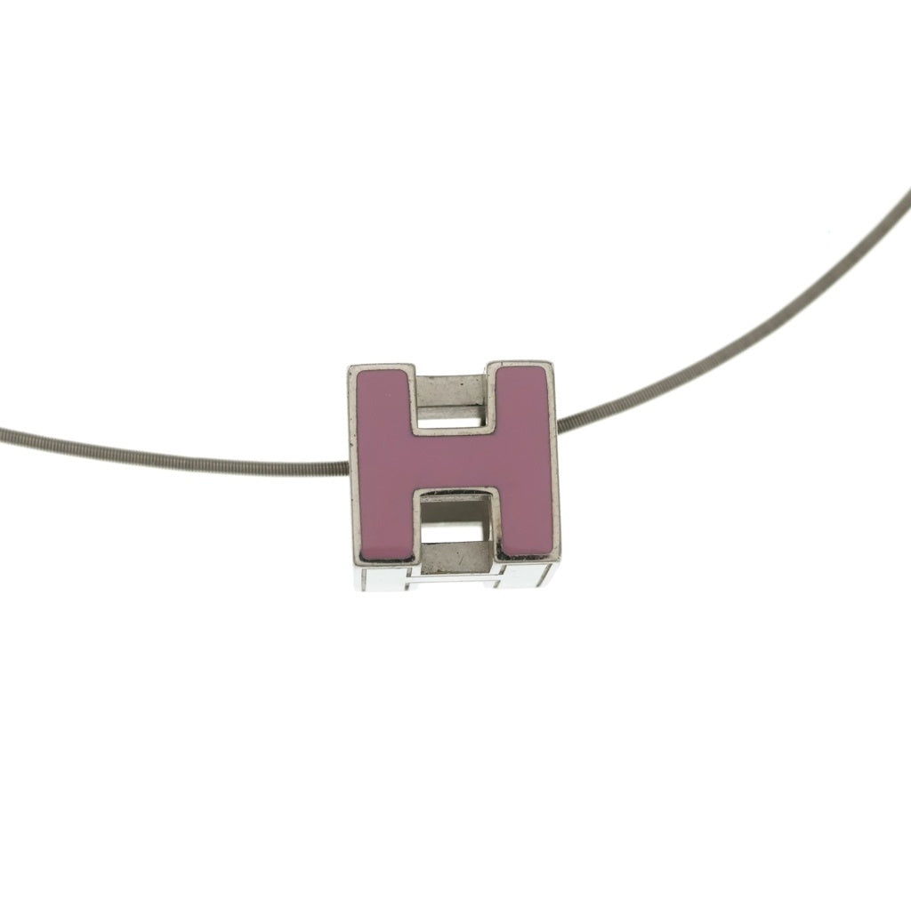 HERMES(エルメス) カージュアッシュ Hキューブ ネックレス ペンダント シルバー×ピンク レディース
