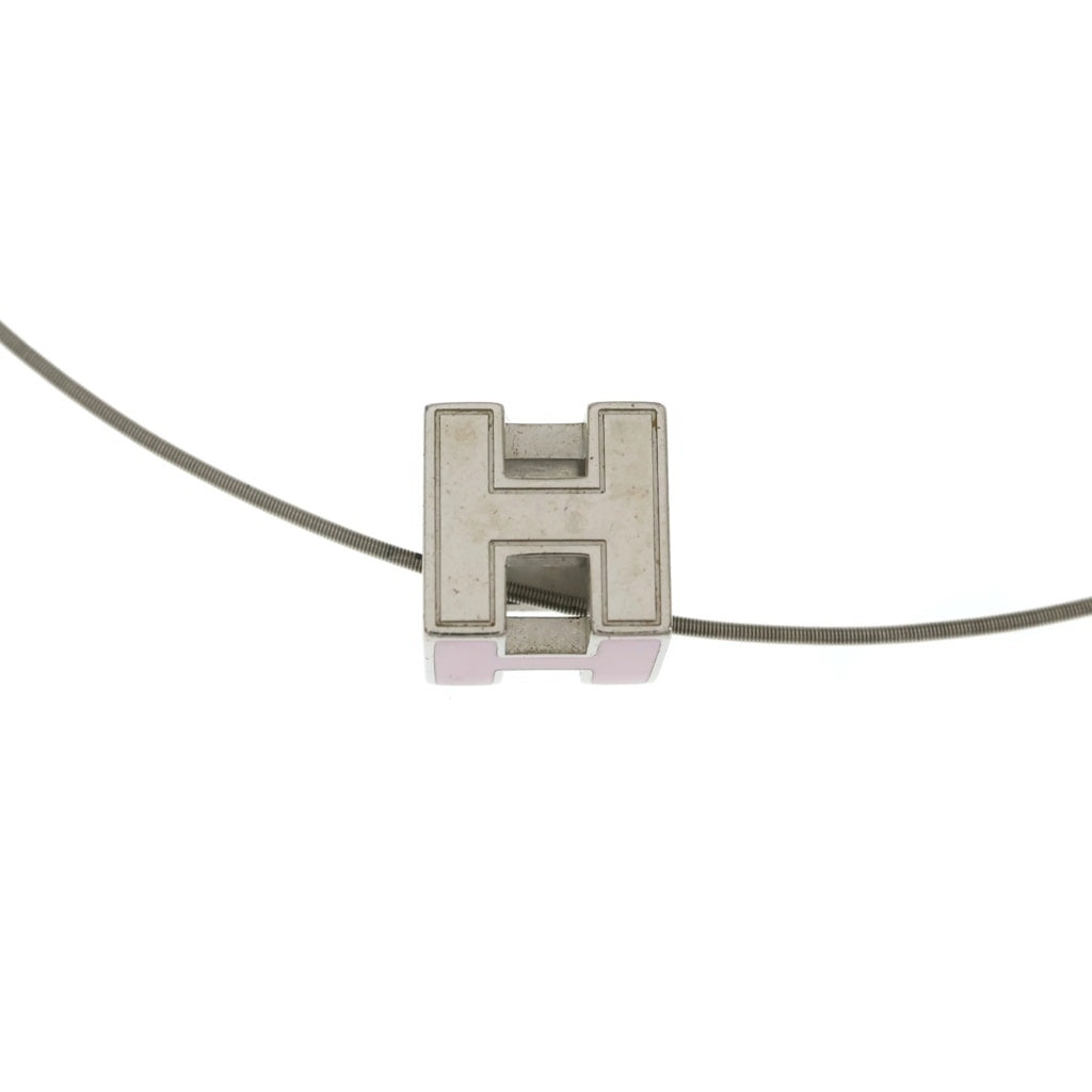 HERMES(エルメス) カージュアッシュ Hキューブ ネックレス ペンダント シルバー×ピンク レディース