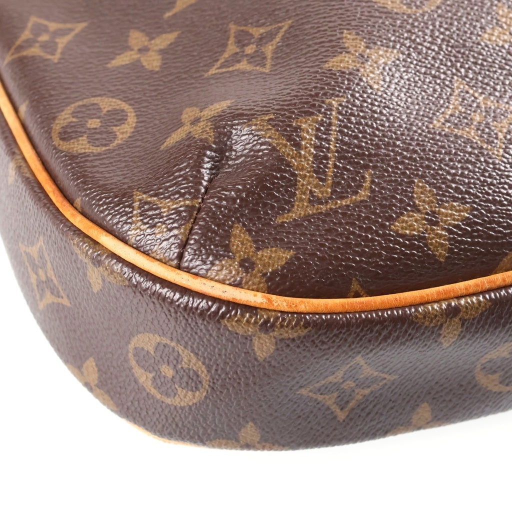 LOUIS VUITTON(ルイヴィトン) モノグラム オデオンPM ショルダーバッグ ブラウン レザー×PVC M56390 ゴールド金具 レディース