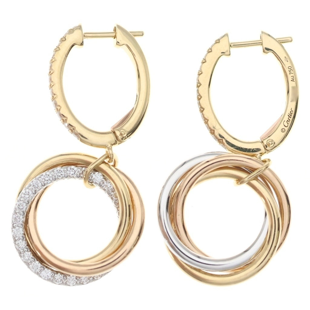 Cartier(カルティエ) トリニティ ピアス セミパヴェダイヤ YG×PG×WG 750 レディース