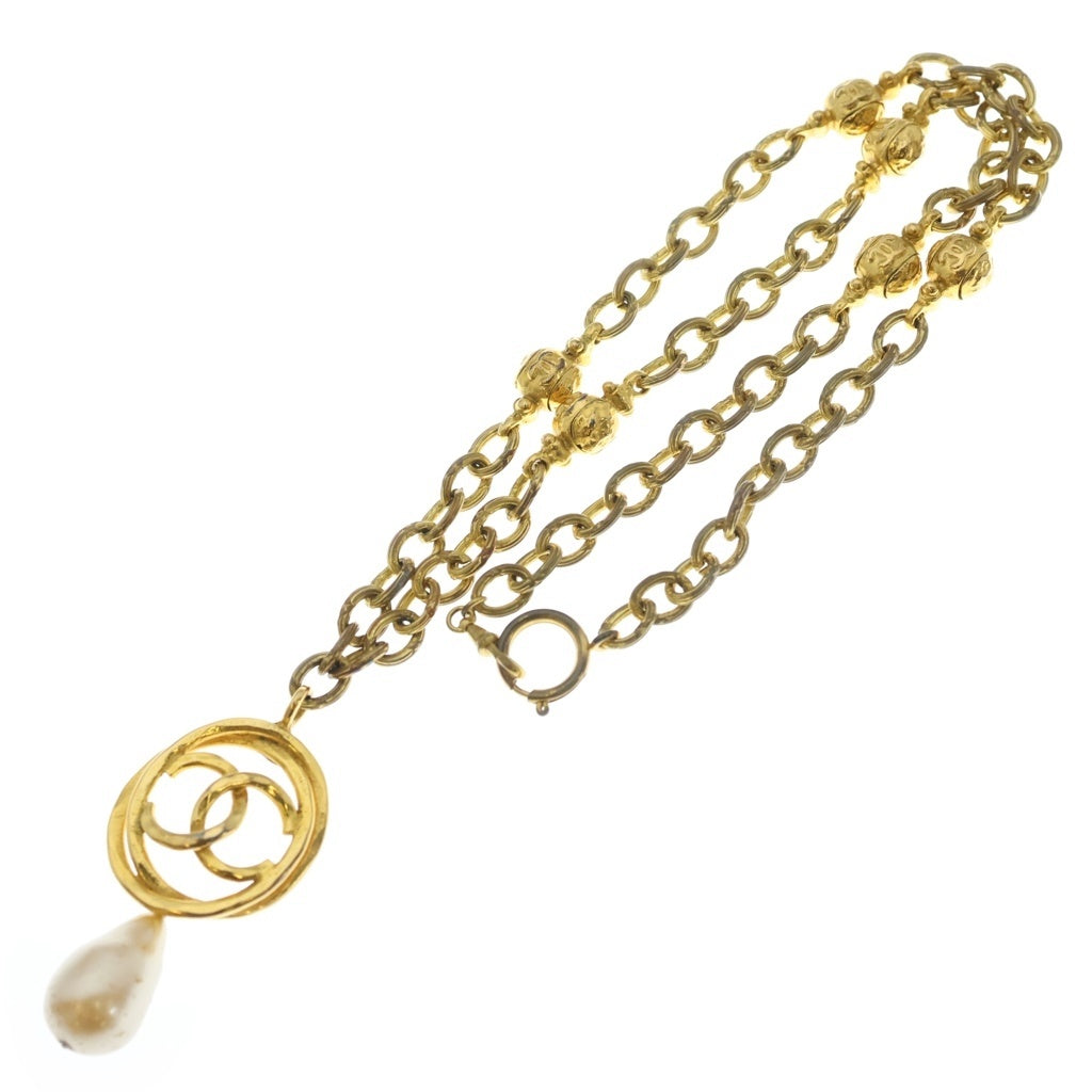 CHANEL(シャネル) ココマーク ヴィンテージ ネックレス チェーンネックレス フェイクパール メタル ゴールド レディース