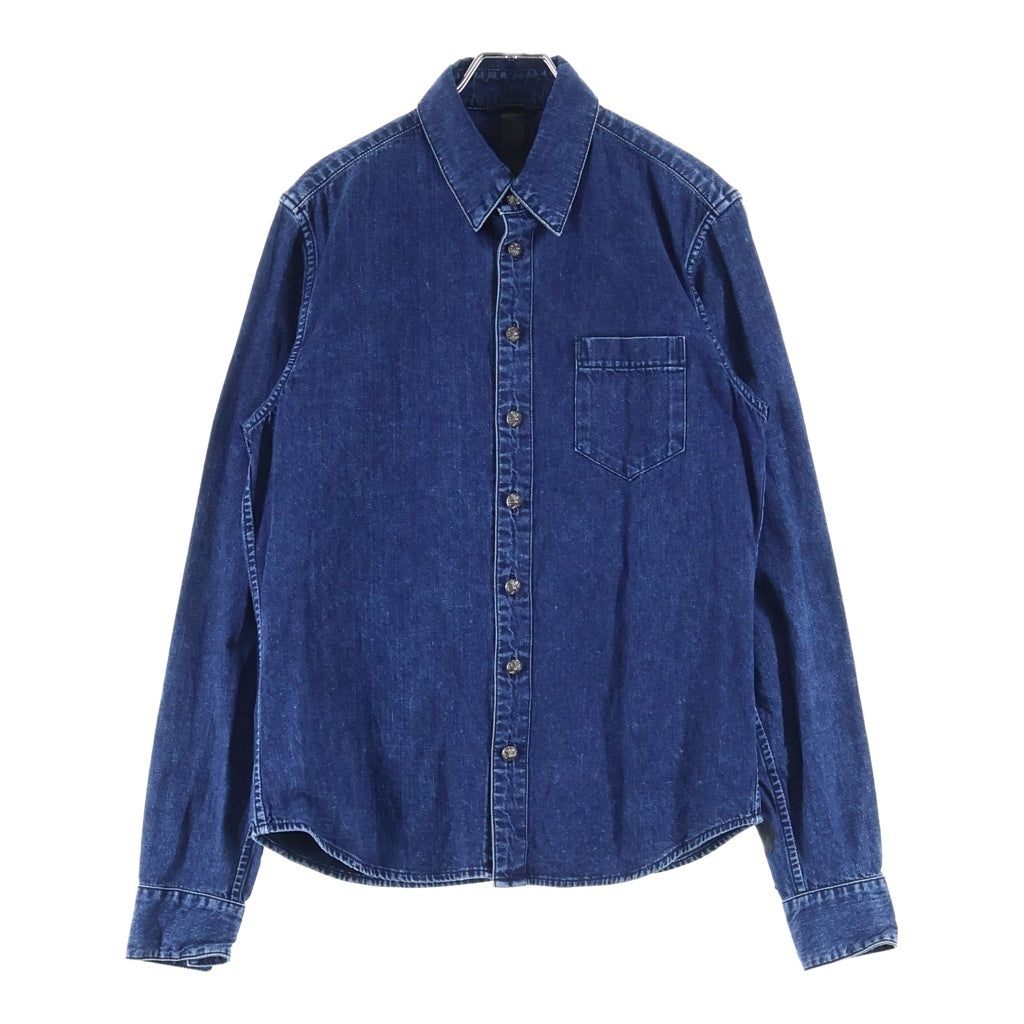 CHROME HEARTS(クロムハーツ) DENIM WESTERN クロスボールボタン 袖裾レザークロスパッチ デニムウエスタン長袖シャツ ブルー