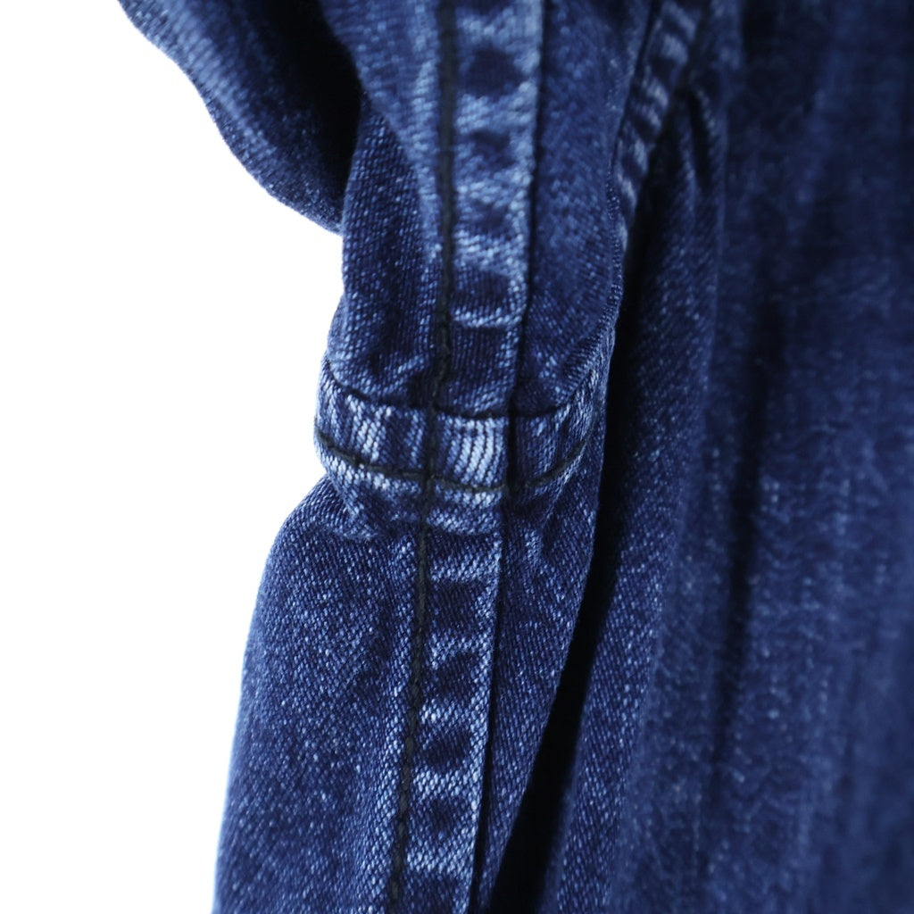 CHROME HEARTS(クロムハーツ) DENIM WESTERN クロスボールボタン 袖裾レザークロスパッチ デニムウエスタン長袖シャツ ブルー