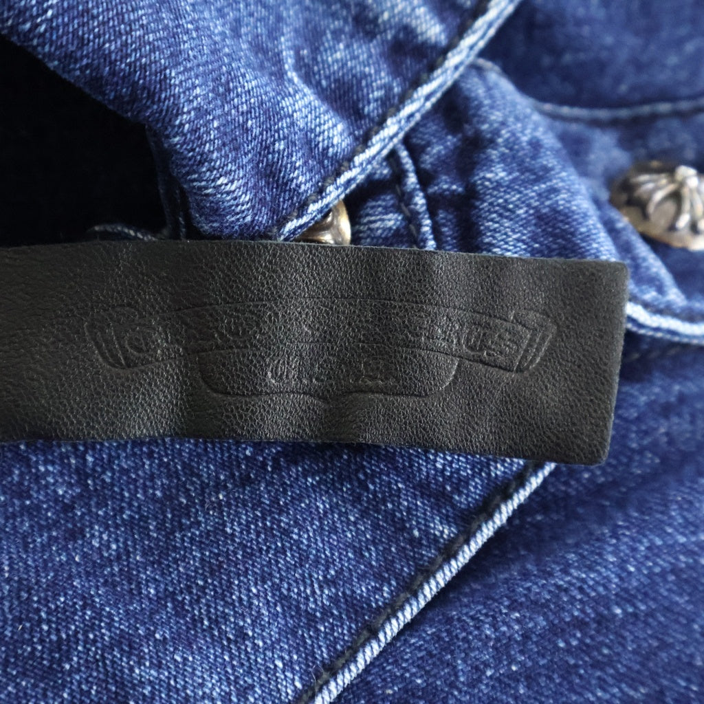 CHROME HEARTS(クロムハーツ) DENIM WESTERN クロスボールボタン 袖裾レザークロスパッチ デニムウエスタン長袖シャツ ブルー