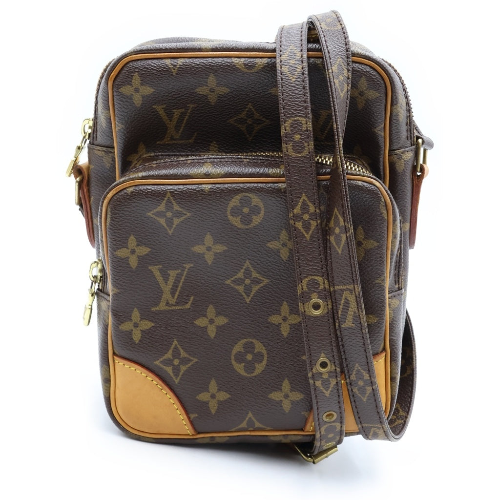 LOUIS VUITTON(ルイヴィトン) モノグラム アマゾン ショルダーバッグ ミニバッグ ブラウン レザー×PVC M45236 ゴールド金具 レディース