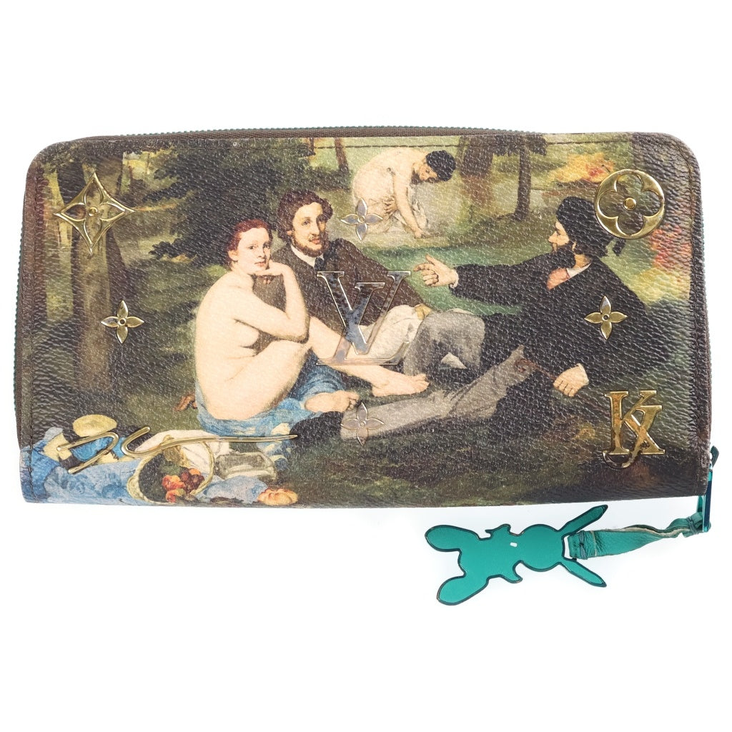 LOUIS VUITTON(ルイヴィトン) ×ジェフクーンズ モノグラムセルティ マスターズコレクション 草上の昼食 ジッピーウォレット PVC レザー ラウンドファスナー長財布 カーキ系 M64602 SP2168