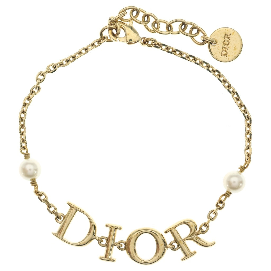 Christian Dior(クリスチャンディオール) シグネチャー ロゴ パール ブレスレット ゴールド GP レディース