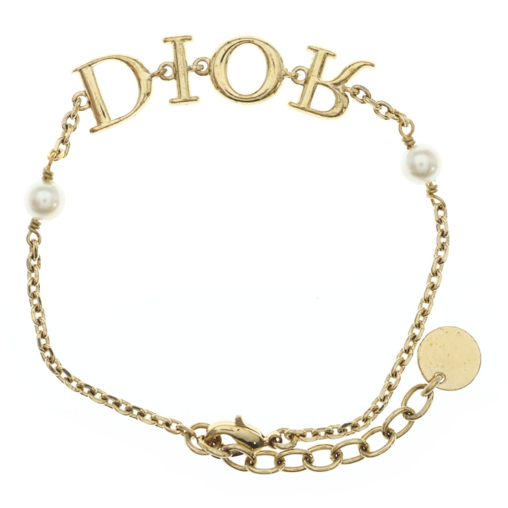 Christian Dior(クリスチャンディオール) シグネチャー ロゴ パール ブレスレット ゴールド GP レディース