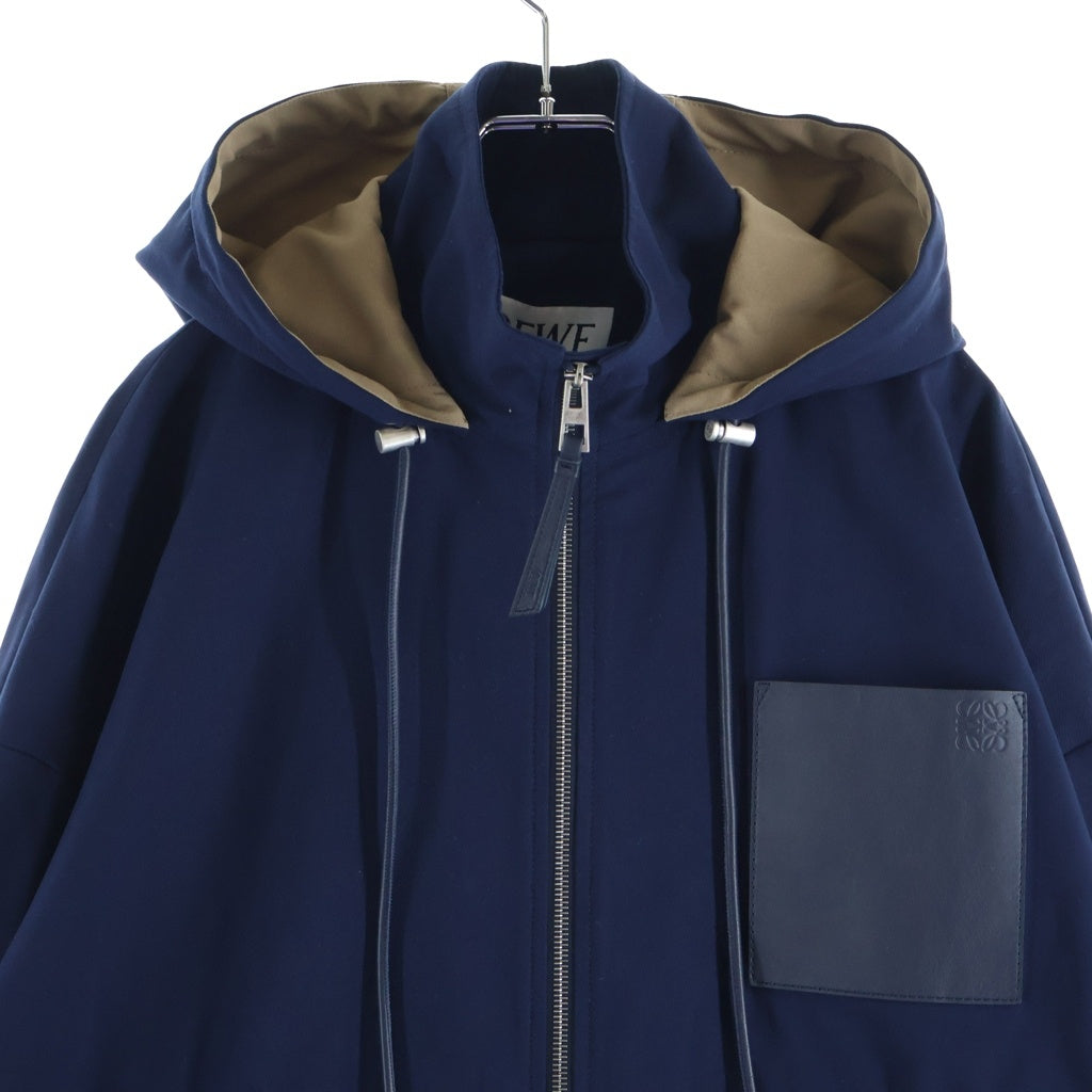 LOEWE(ロエベ) アナグラム コットン フーデッドジャケット ブルゾン アウター #44 ネイビー
