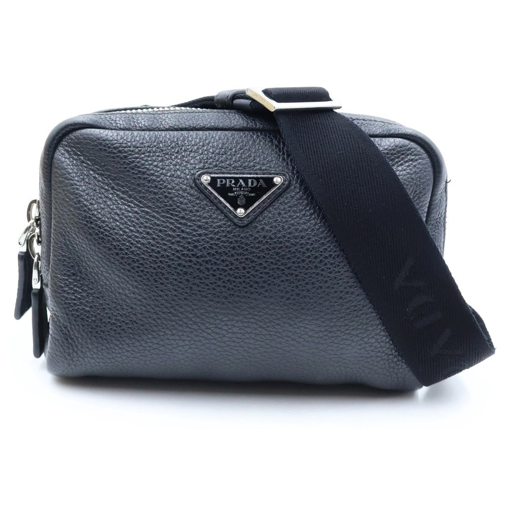 PRADA(プラダ) ヴィッテロダイノレザー ショルダーバッグ トライアングルロゴ レザー ブラック 2VH184 レディース