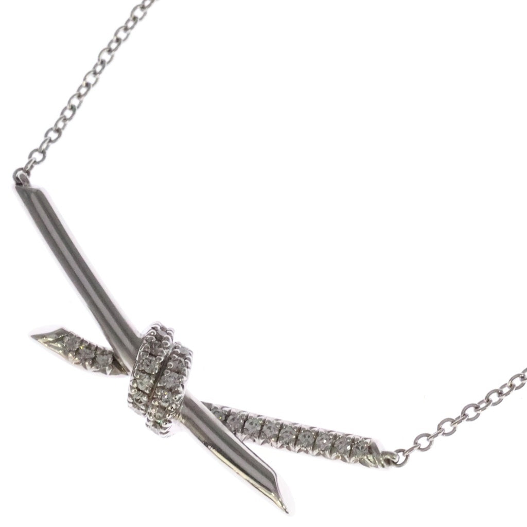 TIFFANY & Co.(ティファニー) ティファニー ノット ダイヤ ネックレス ペンダント チェーン ホワイトゴールド Au750WG d0.25ct レディース