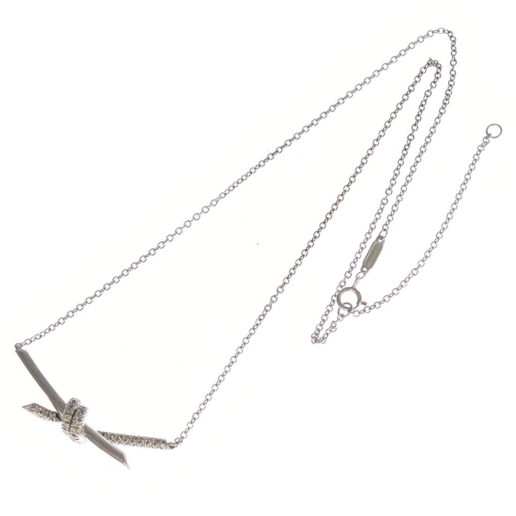 TIFFANY & Co.(ティファニー) ティファニー ノット ダイヤ ネックレス ペンダント チェーン ホワイトゴールド Au750WG d0.25ct レディース