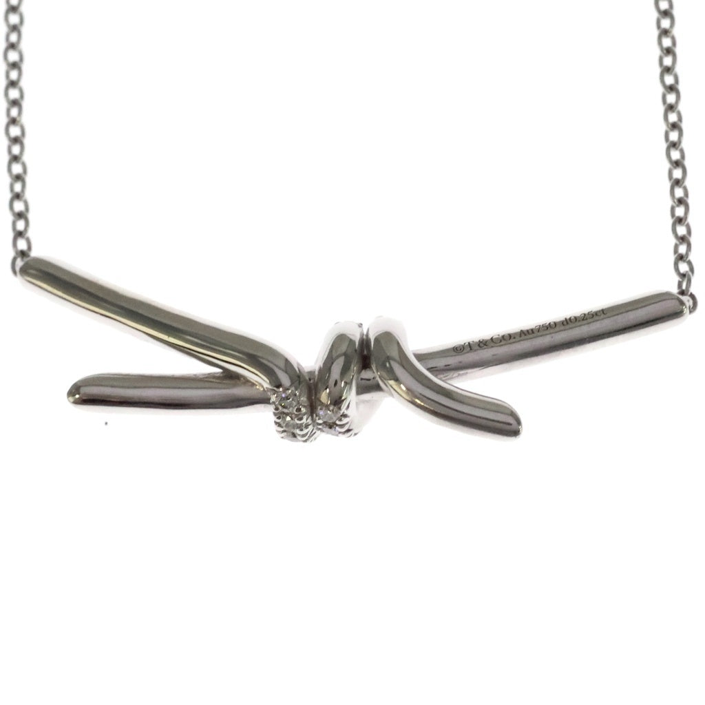 TIFFANY & Co.(ティファニー) ティファニー ノット ダイヤ ネックレス ペンダント チェーン ホワイトゴールド Au750WG d0.25ct レディース