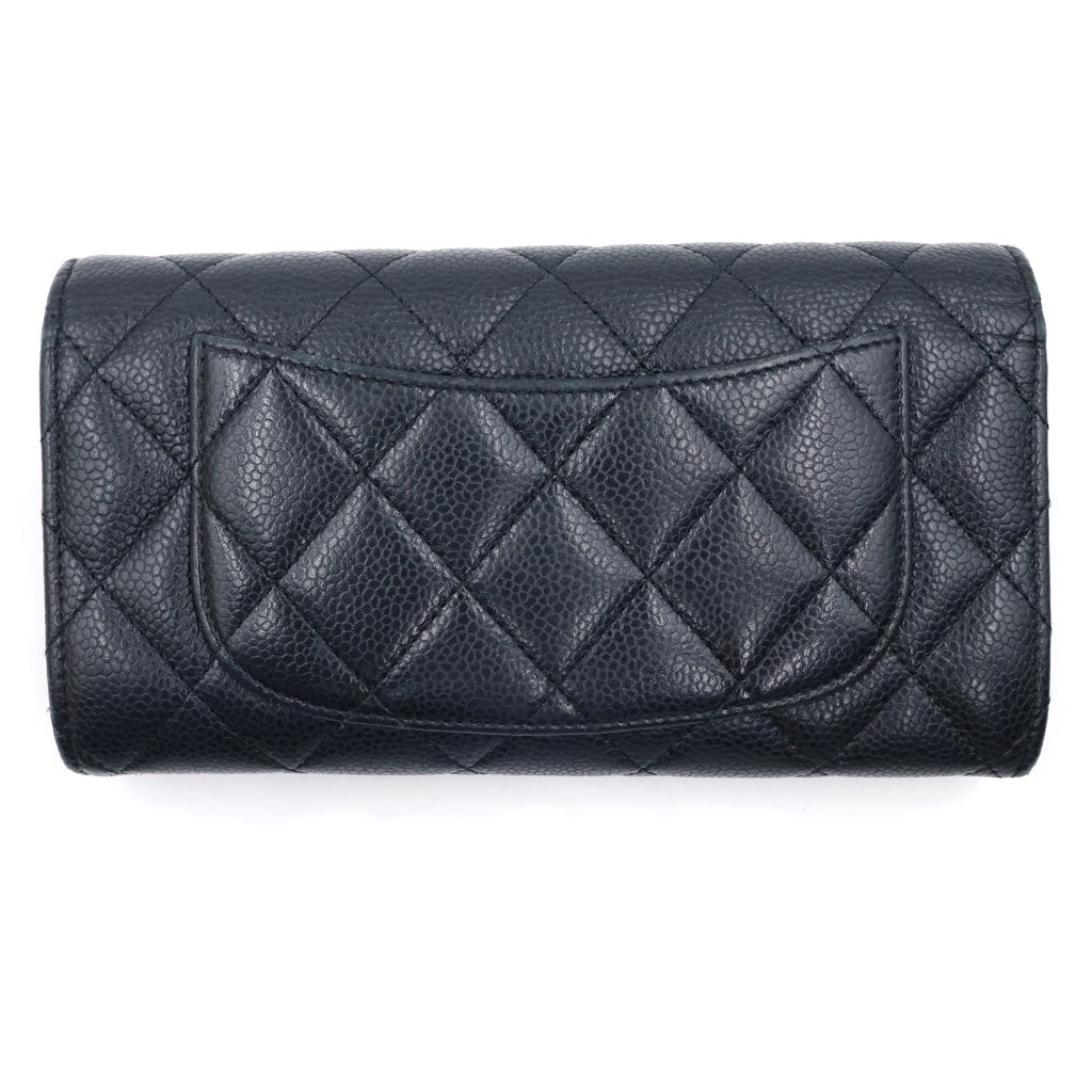 CHANEL(シャネル) マトラッセ 長財布 ロングウォレット カードケース ブラック キャビアスキン AP0241 ゴールド金具 レディース