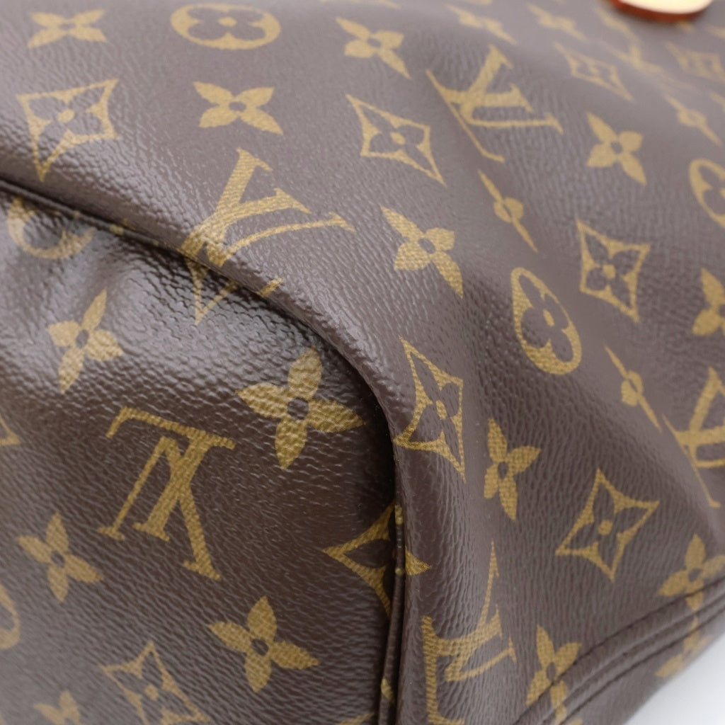 LOUIS VUITTON(ルイヴィトン) モノグラムリバーシブル ネヴァーフル・インサイドアウトMM ルージュサリ 2WAYハンドバッグ ショルダーバッグ ブラウン レザー×PVC M12096 ゴールド金具 レディース