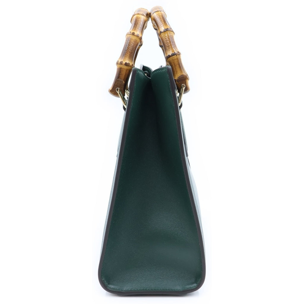 GUCCI(グッチ) ダイアナ バンブー 2WAYハンドバッグ ショルダーバッグ モスグリーン レザー 853226 ゴールド金具 レディース