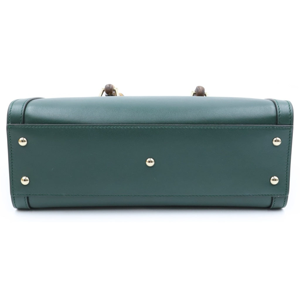 GUCCI(グッチ) ダイアナ バンブー 2WAYハンドバッグ ショルダーバッグ モスグリーン レザー 853226 ゴールド金具 レディース