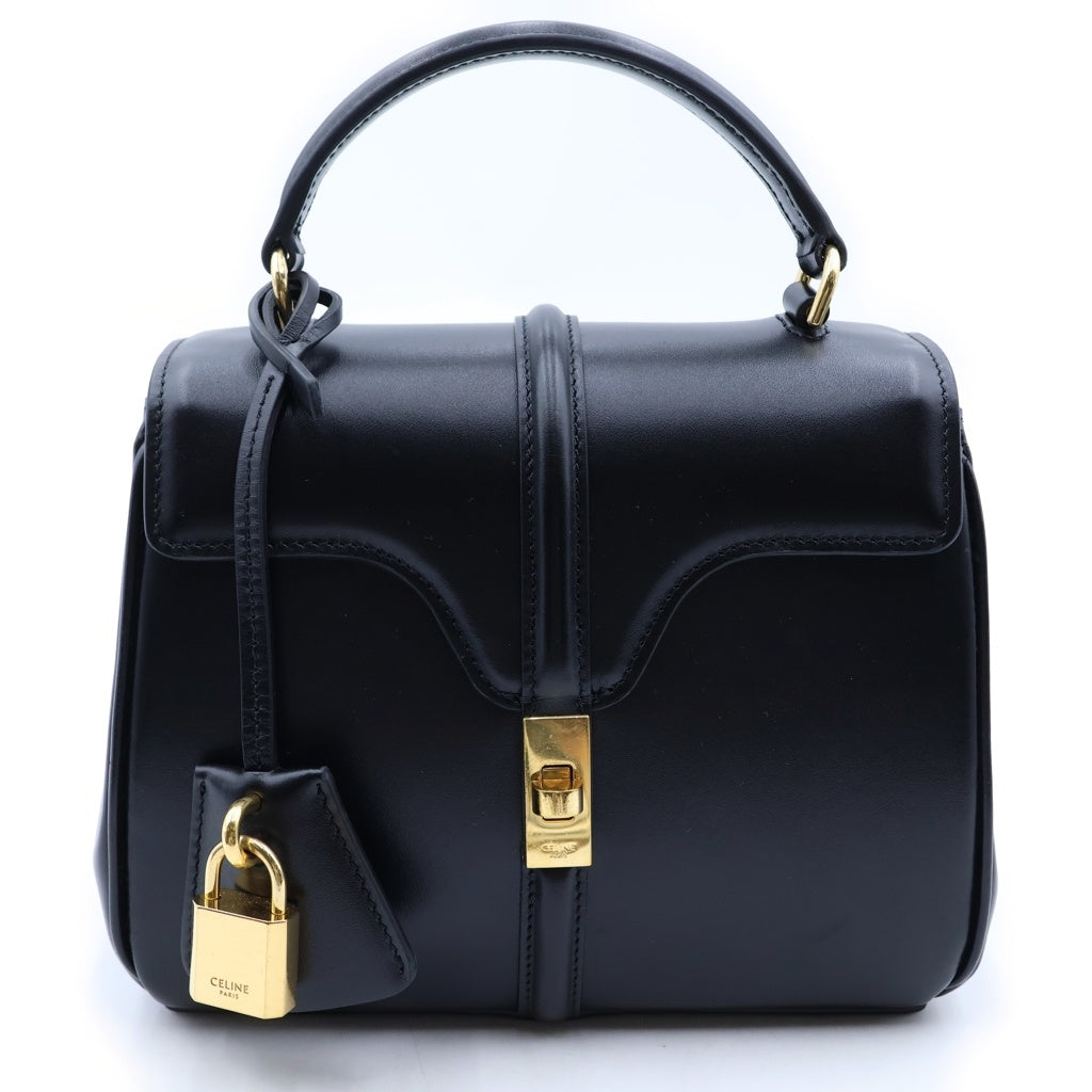 CELINE(セリーヌ) ミニ 16 セーズ ハンドバッグ 2wayショルダー レザー ブラック レディース