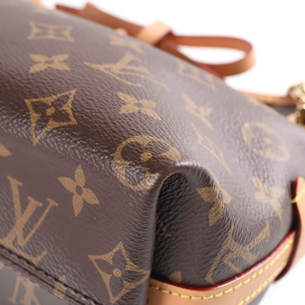 LOUIS VUITTON(ルイヴィトン) モノグラム キャリーオールBB チェーンショルダーバッグ ミニバッグ ブラウン レザー×PVC M13014 ゴールド金具 レディース