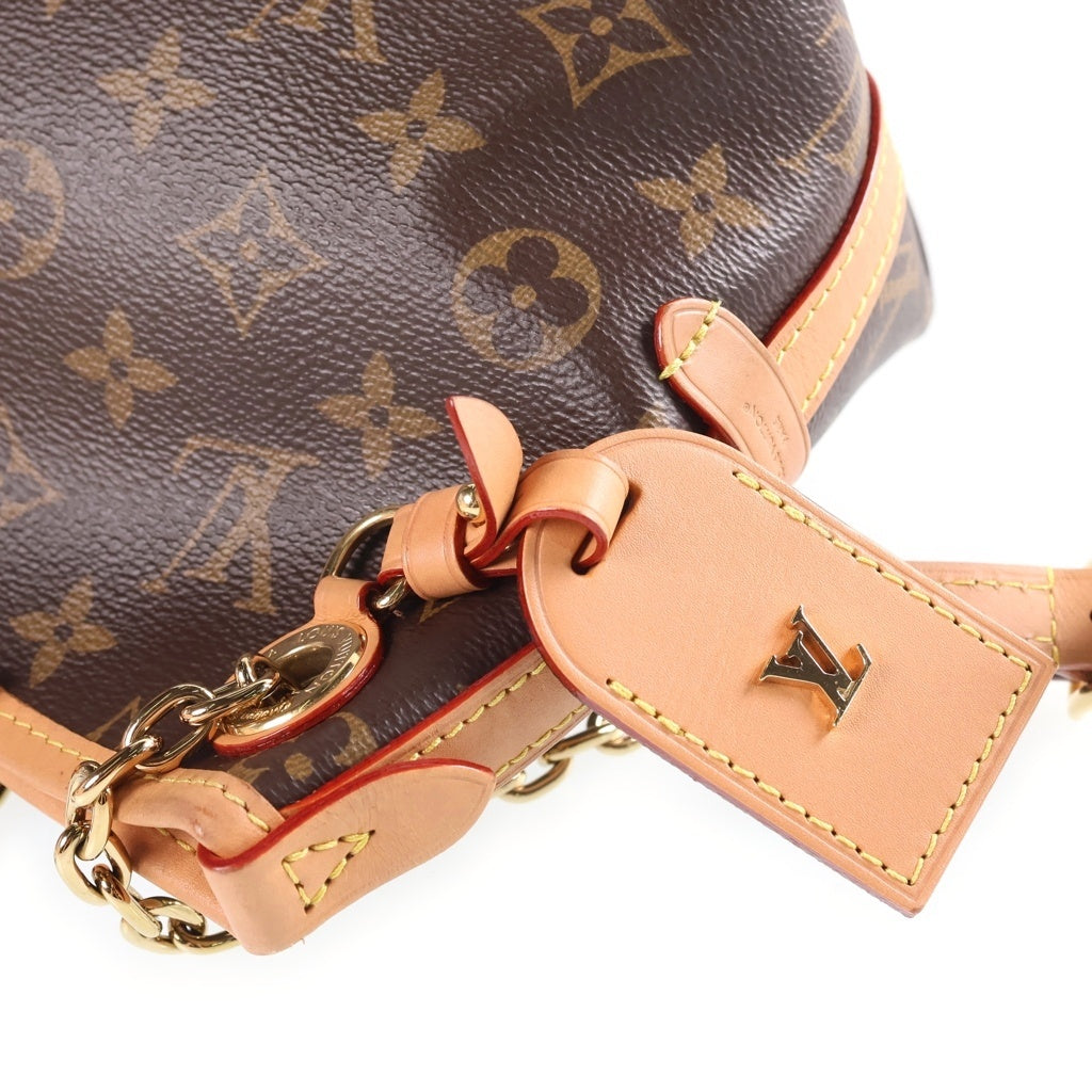 LOUIS VUITTON(ルイヴィトン) モノグラム キャリーオールBB チェーンショルダーバッグ ミニバッグ ブラウン レザー×PVC M13014 ゴールド金具 レディース