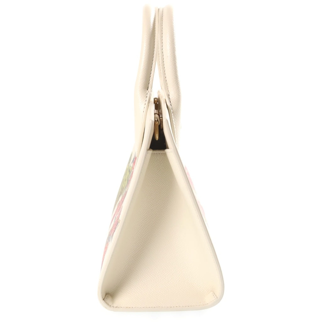 FERRAGAMO(フェラガモ) スタジオバッグ ラズベリー 2WAYハンドバッグ ショルダーバッグ アイボリー レザー ゴールド金具 レディース