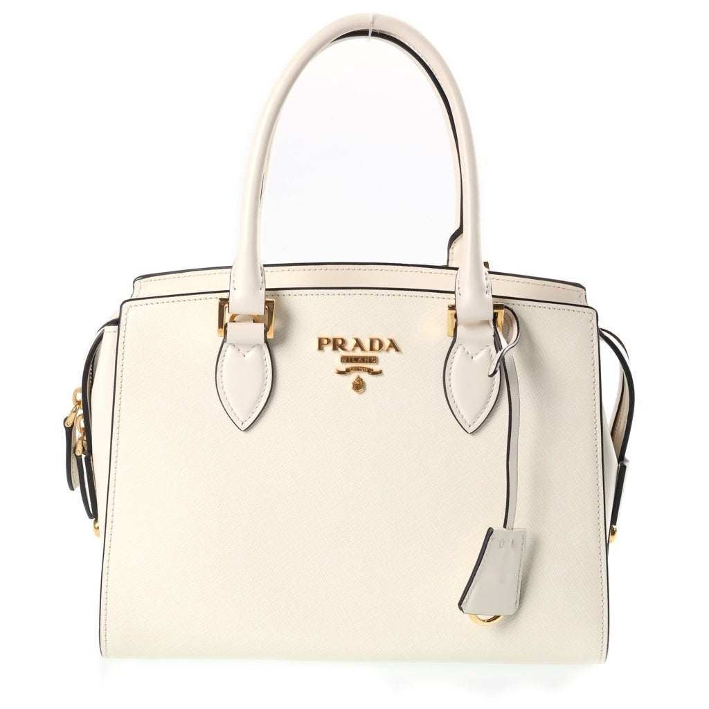 PRADA(プラダ) サフィアーノ 2WAYハンドバッグ ショルダーバッグ ホワイト レザー BN2316 ゴールド金具 レディース