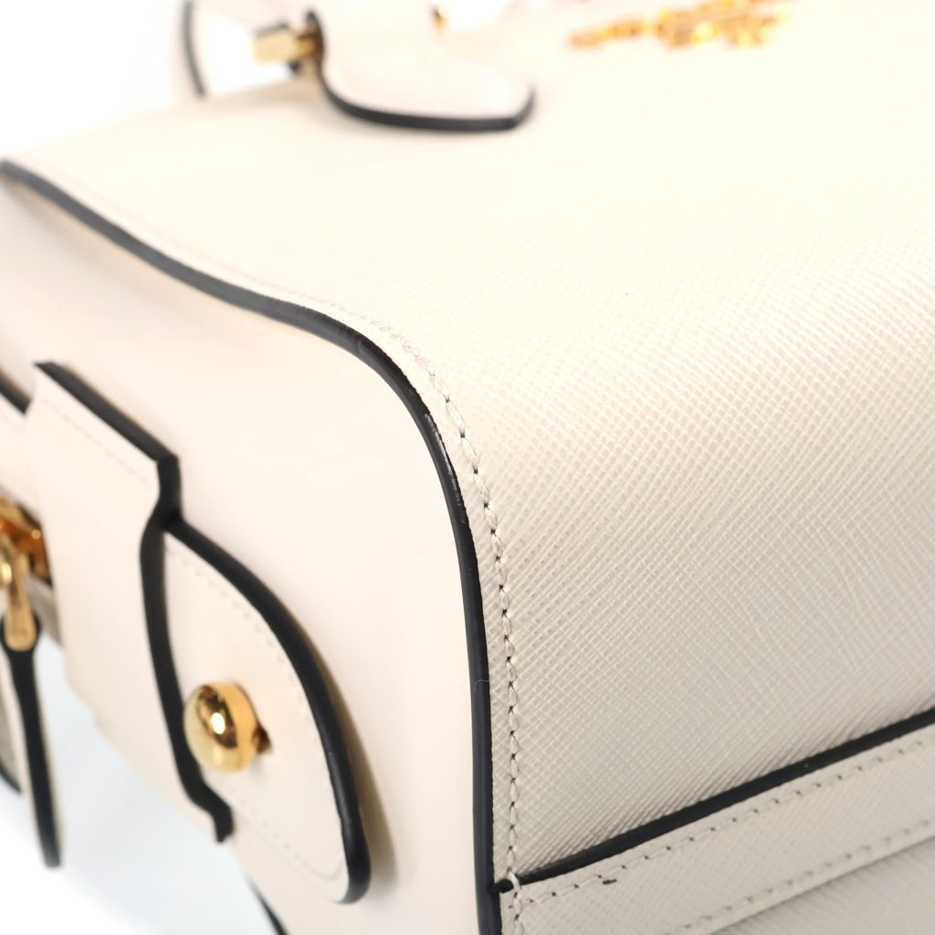 PRADA(プラダ) サフィアーノ 2WAYハンドバッグ ショルダーバッグ ホワイト レザー BN2316 ゴールド金具 レディース