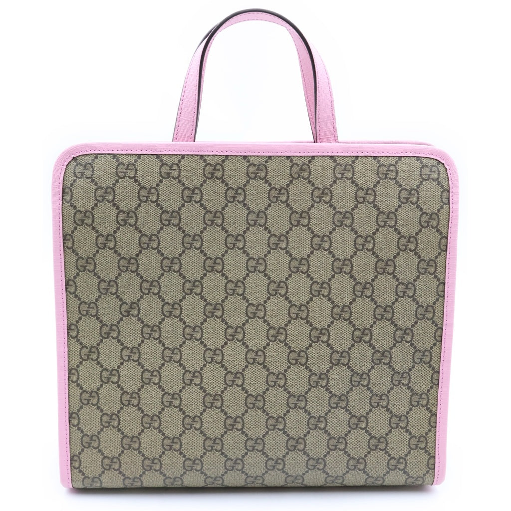 GUCCI(グッチ) GGスプリーム ヒグチユウコ チルドレンズ 2wayハンドバッグ ショルダーバッグ ベージュ×ピンク PVCレザー 630542 シルバー金具 レディース