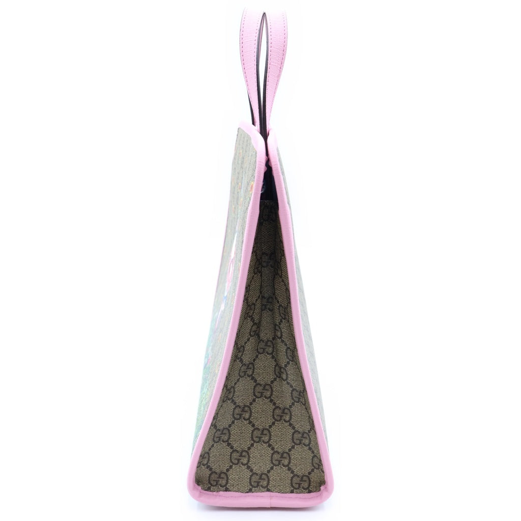 GUCCI(グッチ) GGスプリーム ヒグチユウコ チルドレンズ 2wayハンドバッグ ショルダーバッグ ベージュ×ピンク PVCレザー 630542 シルバー金具 レディース