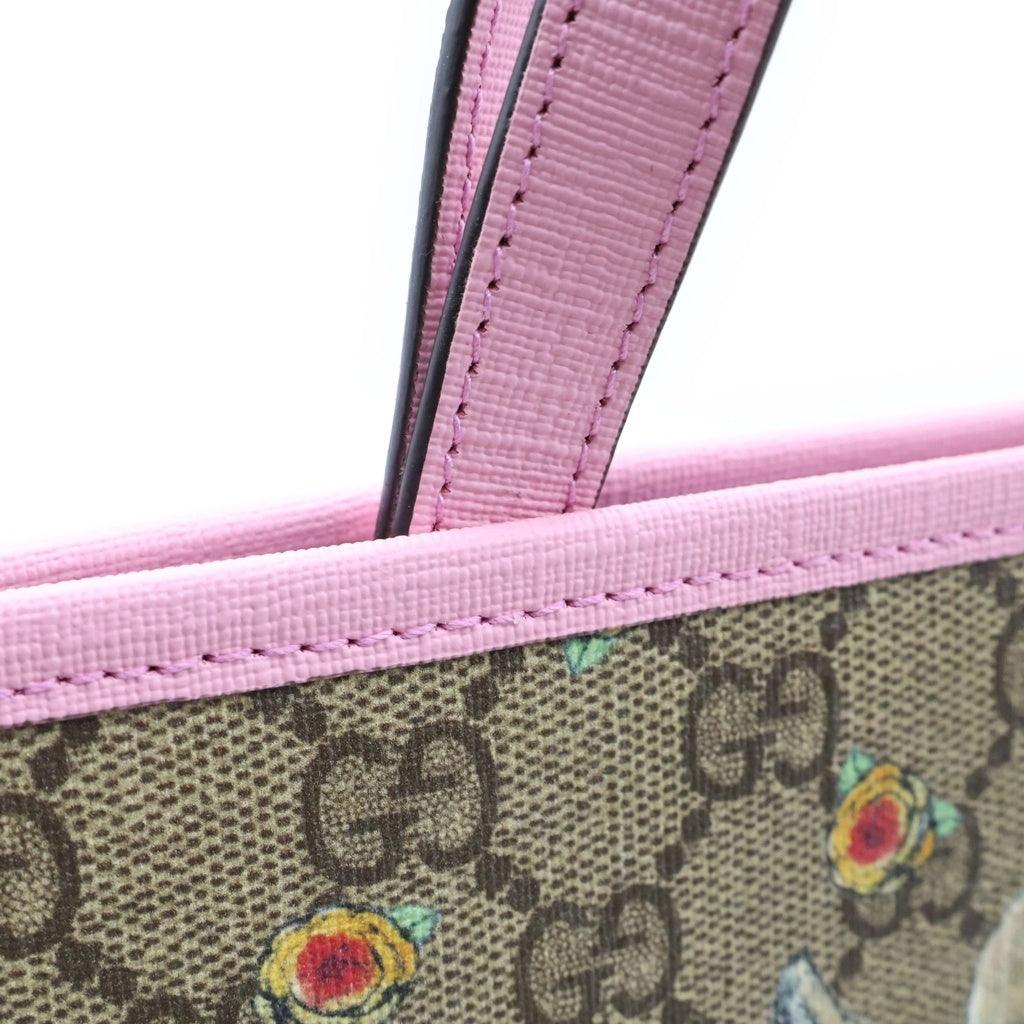 GUCCI(グッチ) GGスプリーム ヒグチユウコ チルドレンズ 2wayハンドバッグ ショルダーバッグ ベージュ×ピンク PVCレザー 630542 シルバー金具 レディース