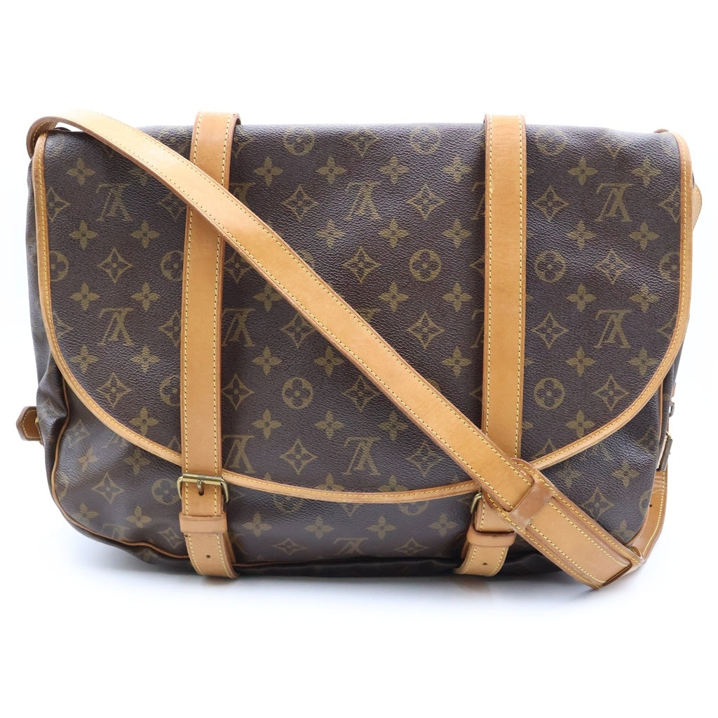 LOUIS VUITTON(ルイヴィトン) モノグラム ソミュール43 ショルダーバッグ ブラウン レザー M42252 ゴールド金具