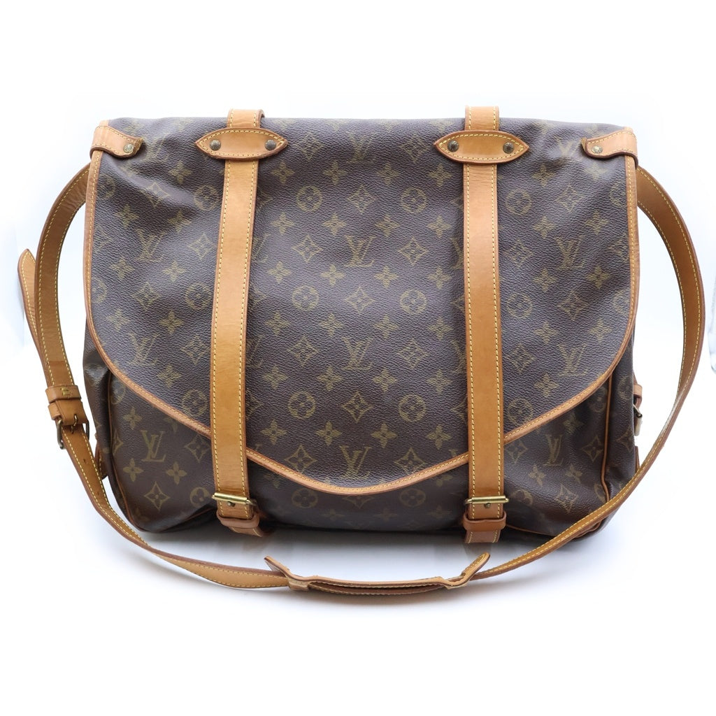 LOUIS VUITTON(ルイヴィトン) モノグラム ソミュール43 ショルダーバッグ ブラウン レザー M42252 ゴールド金具