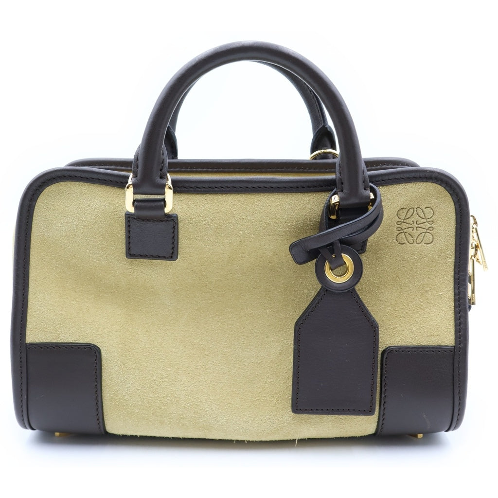 LOEWE(ロエベ) アマソナ23 2wayショルダーバッグ ハンドバッグ ベージュ×ブラウン レザー×スエード ゴールド金具 レディース