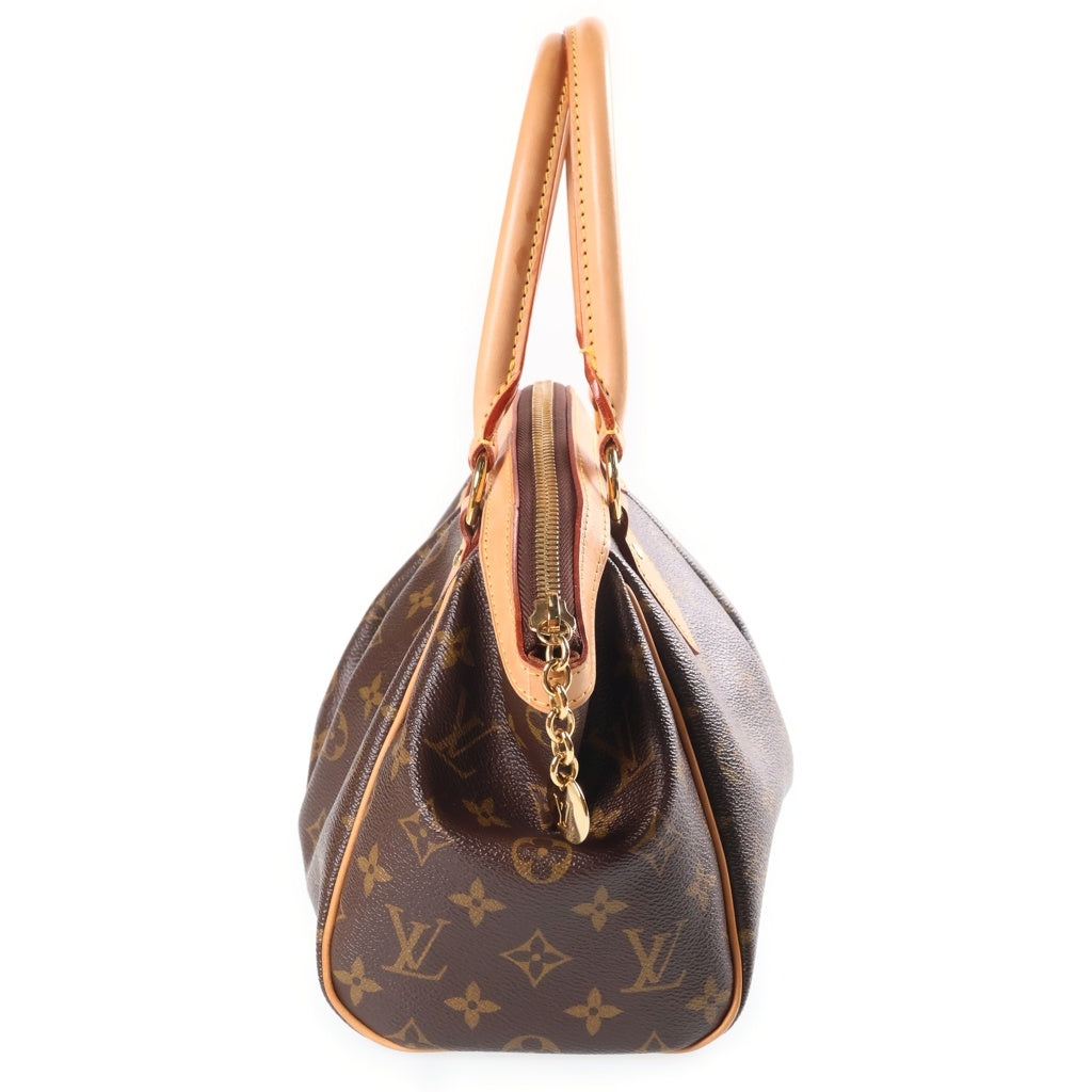 LOUIS VUITTON(ルイヴィトン) モノグラム ティボリPM ハンドバッグ ブラウン レザー×PVC M40143 ゴールド金具 レディース
