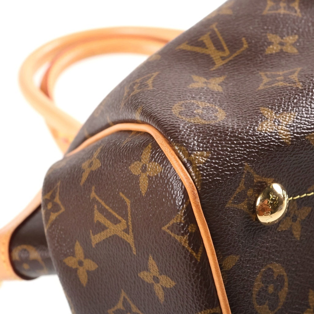 LOUIS VUITTON(ルイヴィトン) モノグラム ティボリPM ハンドバッグ ブラウン レザー×PVC M40143 ゴールド金具 レディース