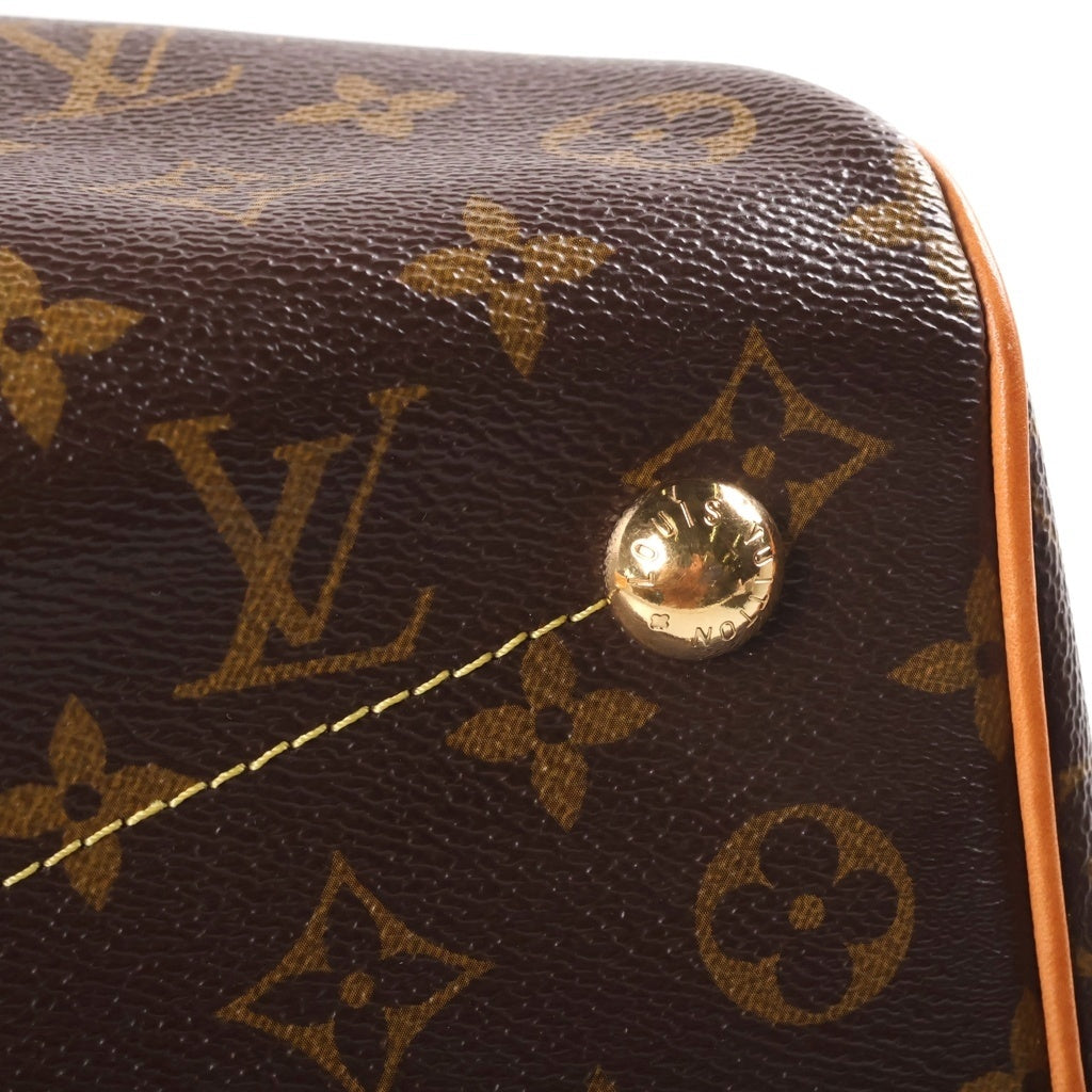 LOUIS VUITTON(ルイヴィトン) モノグラム ティボリPM ハンドバッグ ブラウン レザー×PVC M40143 ゴールド金具 レディース